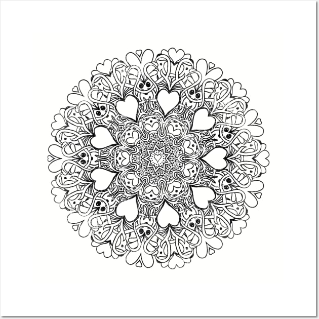 Symmetric Hearts - Mandala Design Wall Art by PacPrintwear8